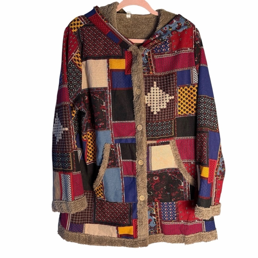 Patchwork Hooded Jacket - Multicolor
